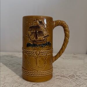 Vintage Ceramic Mug Sailing Ship Made Japan